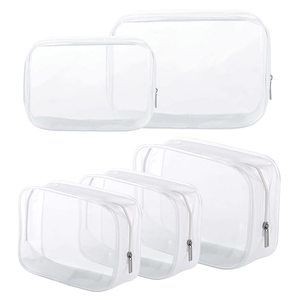 5 Pack Clear Plastic Zippered Toiletry Carry Pouch Tsa Approved Toiletry Bag🐣